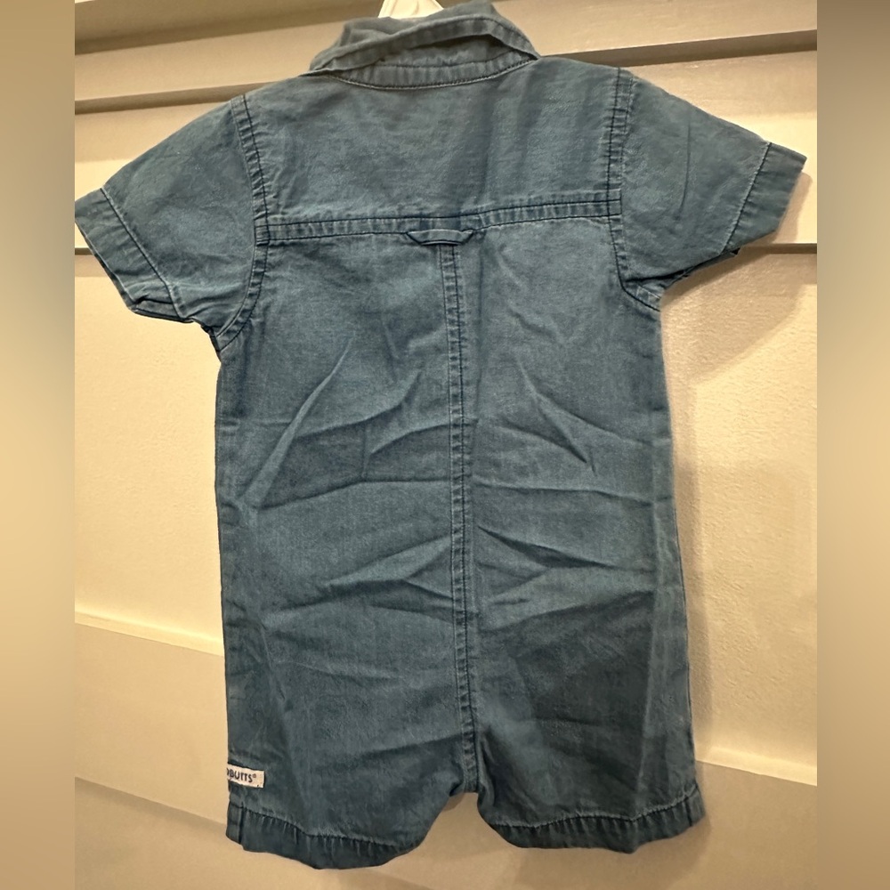 Blue Baby Boy Soft Denim Rugged Butts Romper NWOT 3-6m 3m 6m - Picture 3 of 6